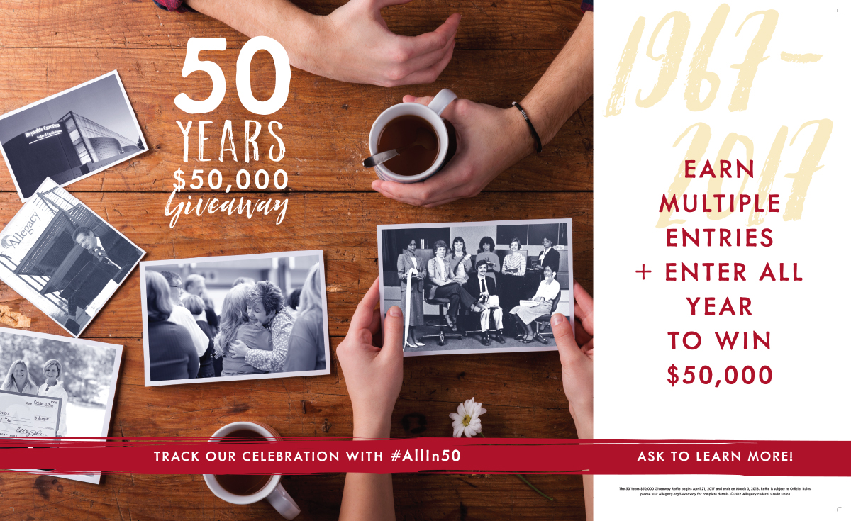 Large Point of Sale Banner Promoting Anniversary Giveaway Campaign