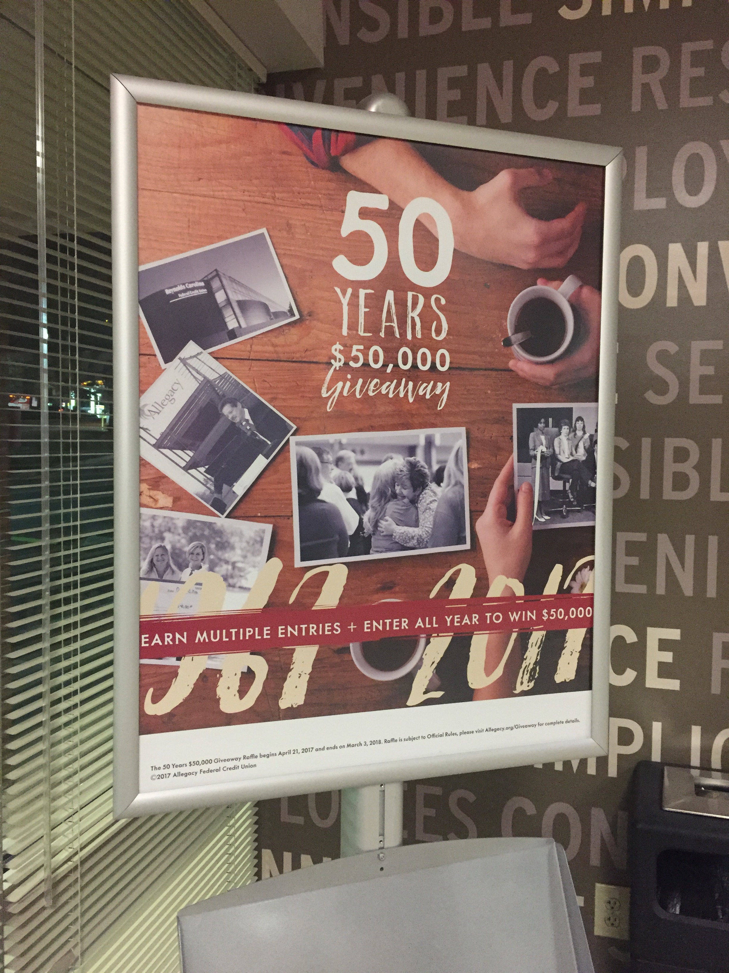 Point of Sale Poster Promoting Anniversary Giveaway Campaign